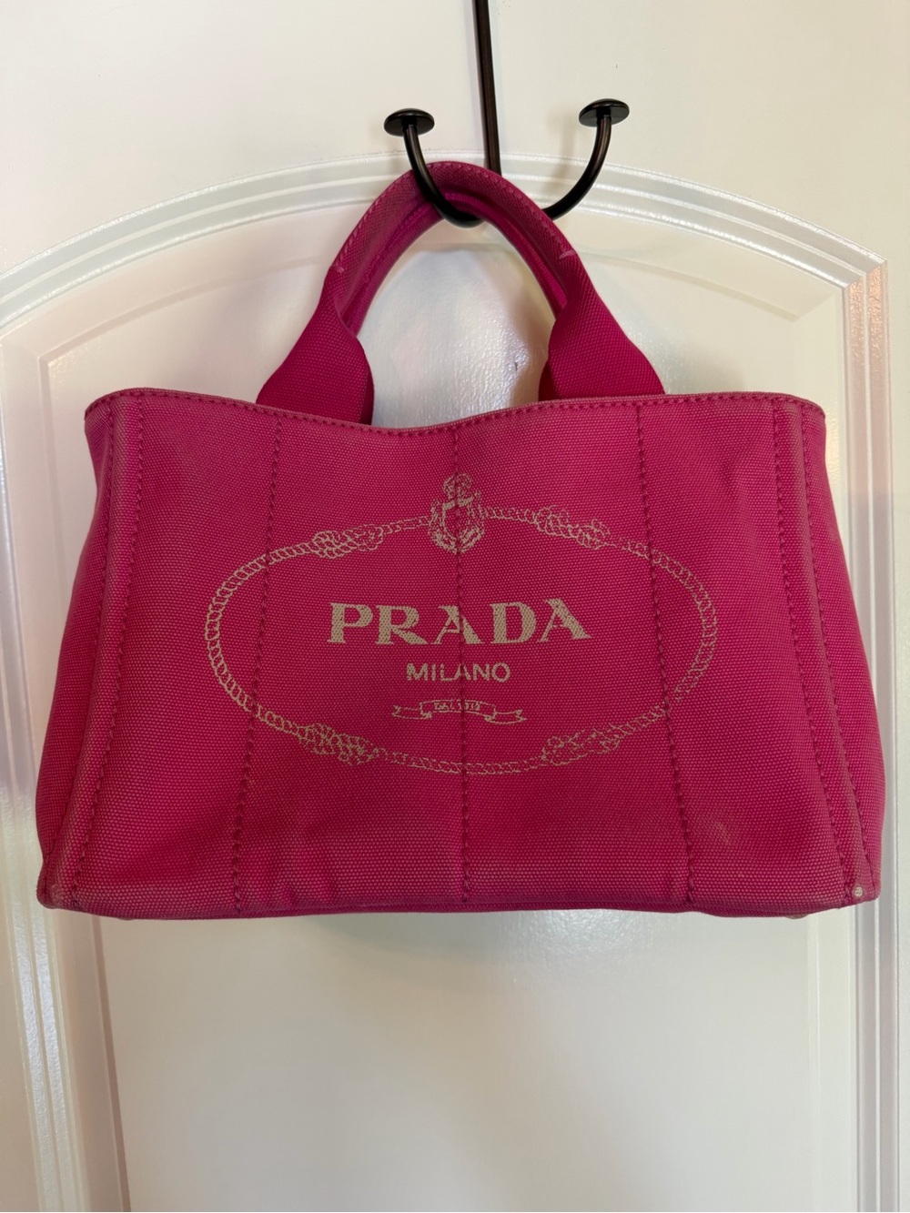 Prada Hot Pink Canvas Logo Tote
